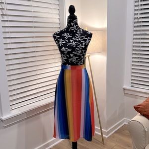 Lulus End of the Rainbow Multi-Striped Midi Skirt